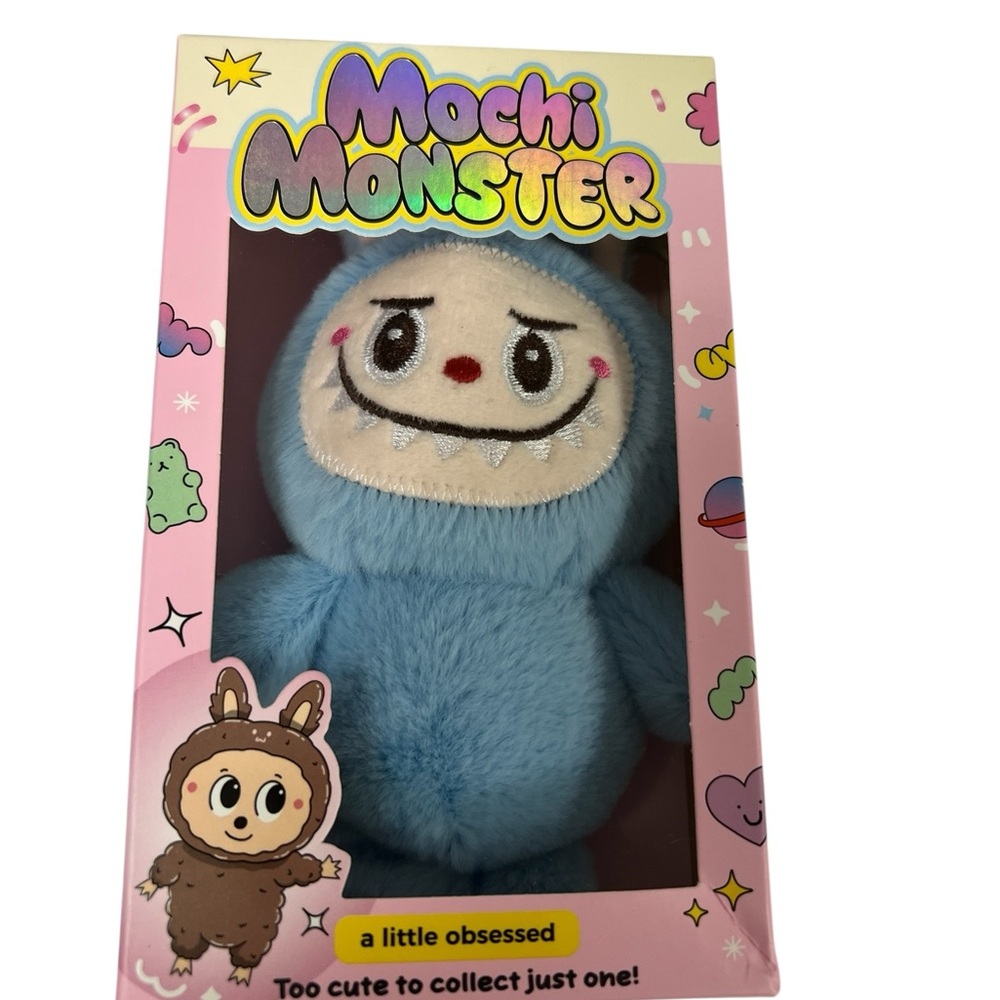 Mochi Monster Blue Stuffed Animal Clip On Key Chain